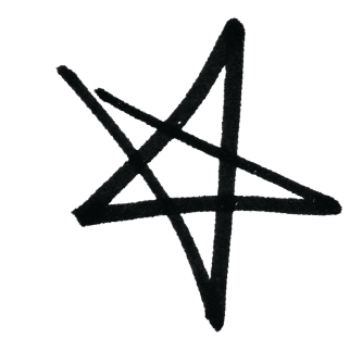 Black pentagram symbol on a black background.