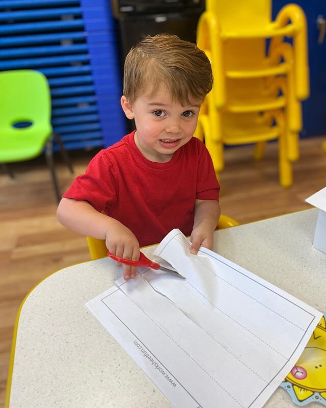 Look at them go! The Toddlers are doing a great job with their scissor practice this morning. #toddlers #prek #preschool #daycare #nursery #coltsneck #coltsnecknj #cdscn
