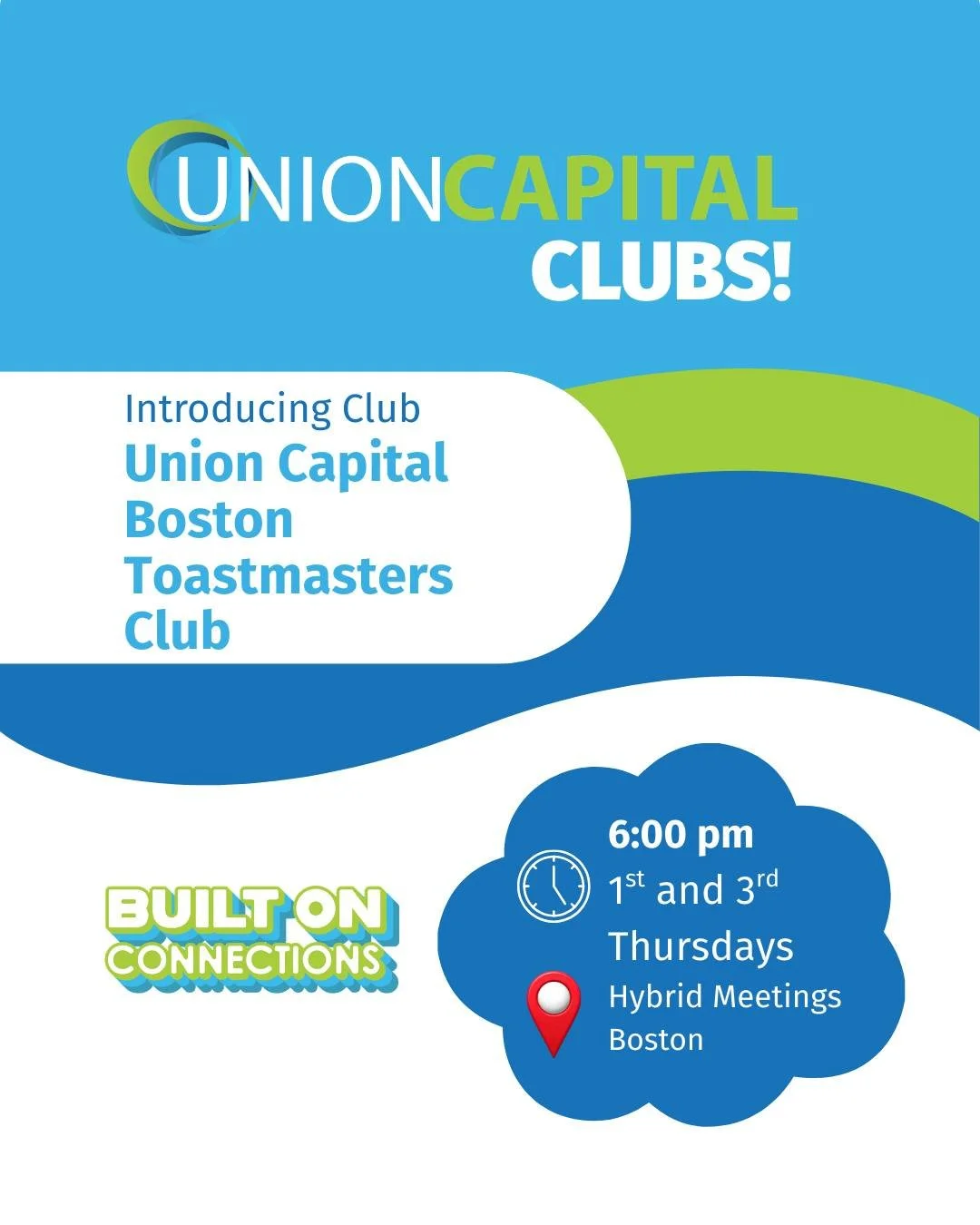 Introducing Union Capital Clubs: UC Toastmasters. This space is meant to help in public speaking, leading, and communication. Join us for workshops and growth opportunities!