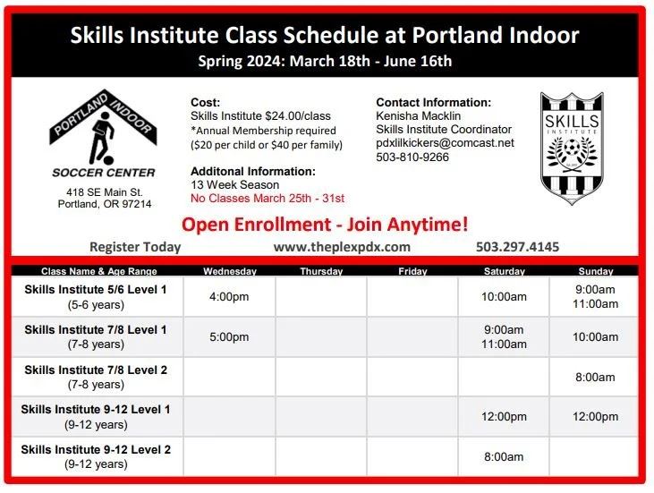 Portland Indoor Schedule — Lil' Kickers Portland