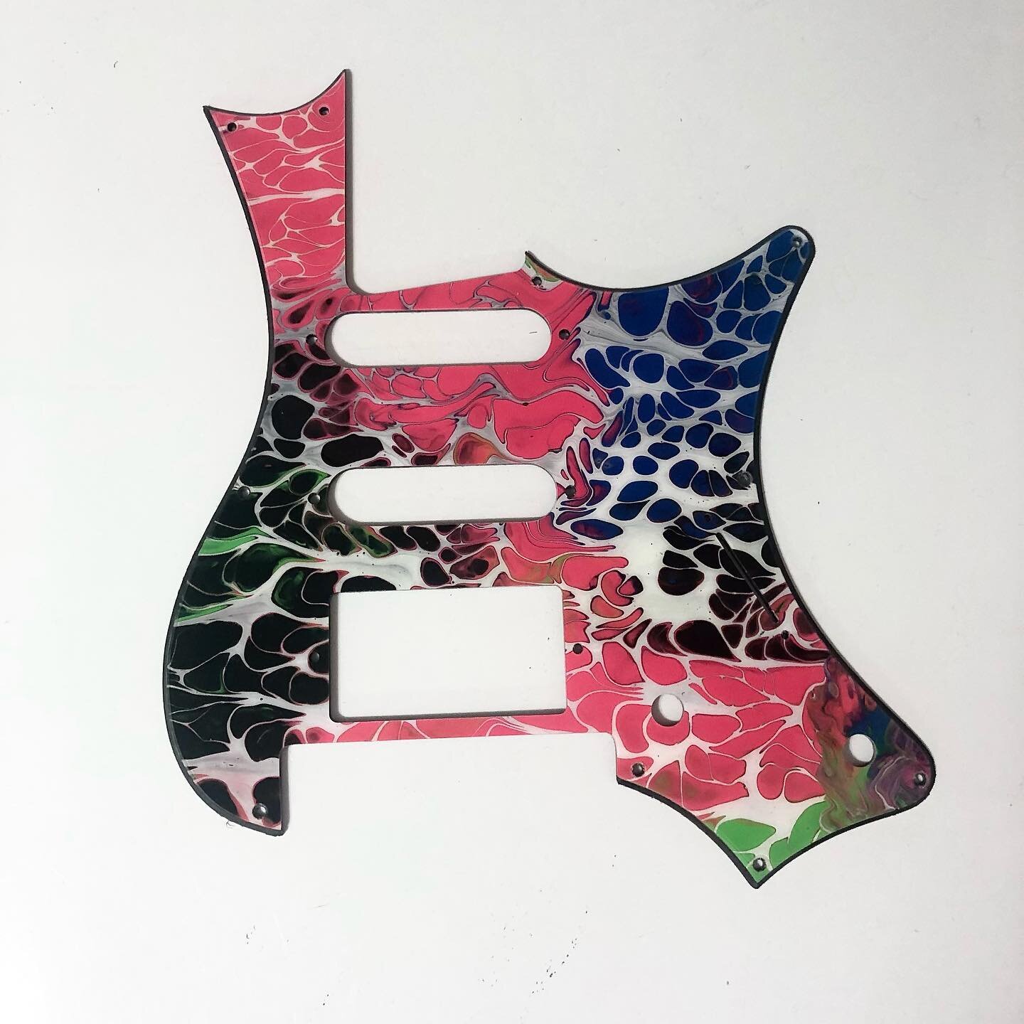 Fresh off the presses. Neon Rain - a Strandberg Classic 6 pickguard. Get it while you can. There&rsquo;s only 1. #nectarmusik #goheadless #strandbergguitars #classic6 #boden