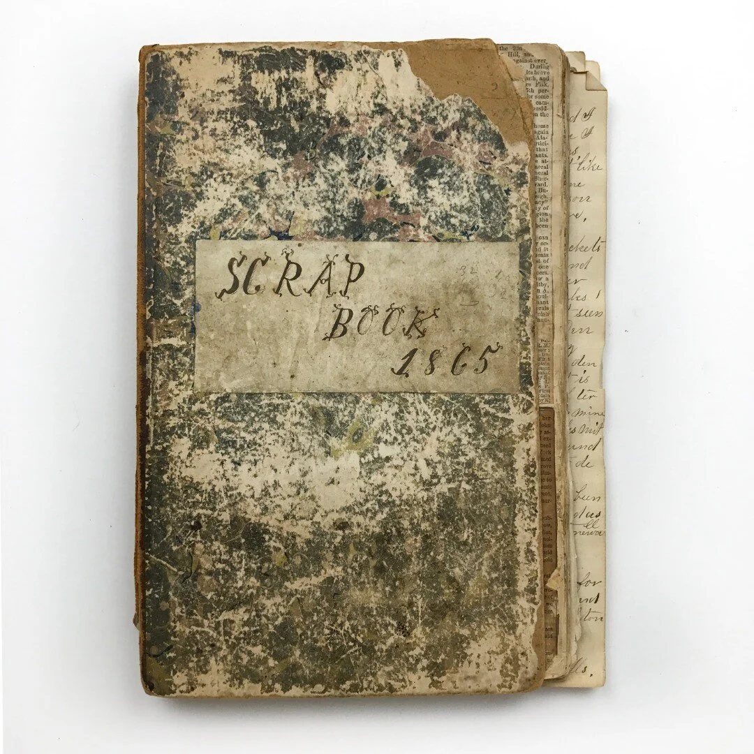 A new submission from one of our recent contributors, Mandy Ross; here she has documented a scrapbook created by Charles Hamilton Barrows in 1865. It contains sketches, transcribed business letters, and newspaper clippings. 
.
You can check out more 
