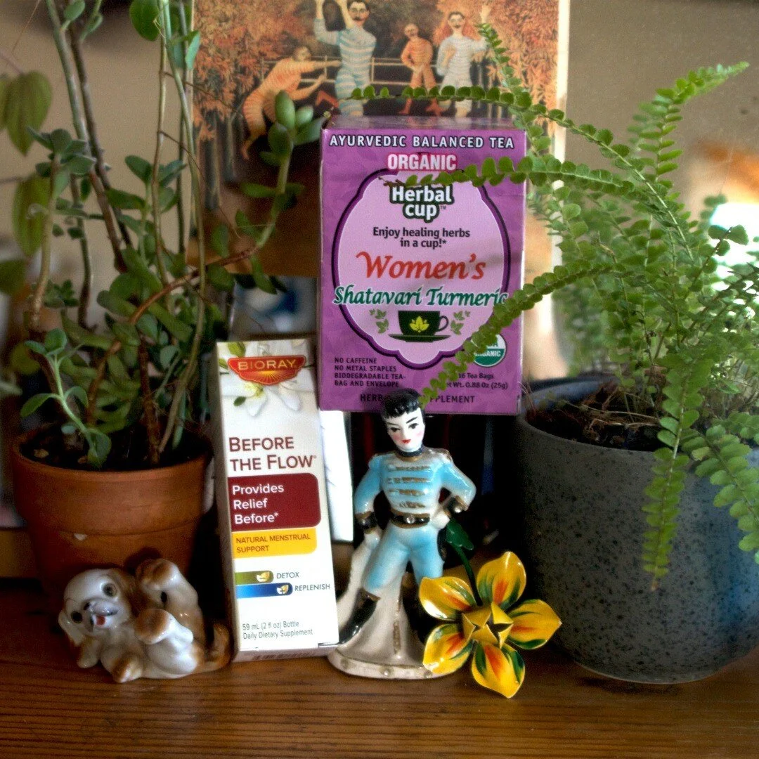 Dear Womyn: all you tough-as-nails salty cunt angel-hearts...don't forget that there is an abundance of homeopathic supplements which are easy to locate, and pretty affordable. If you're leaking sweet magenta-veridian already this month, make sure to