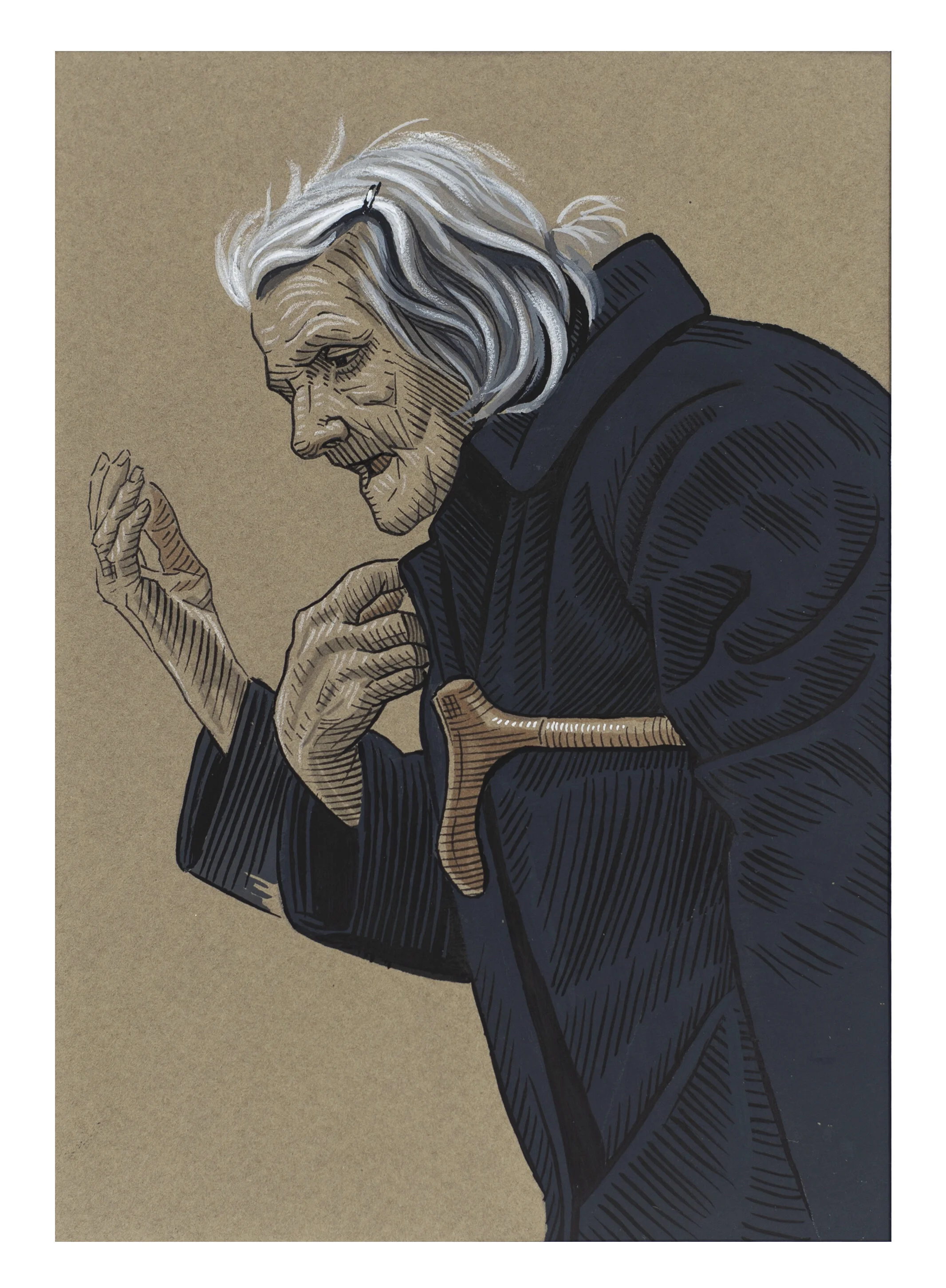  ink  and gouache on toned paper, 12 x 17 cm  2019 