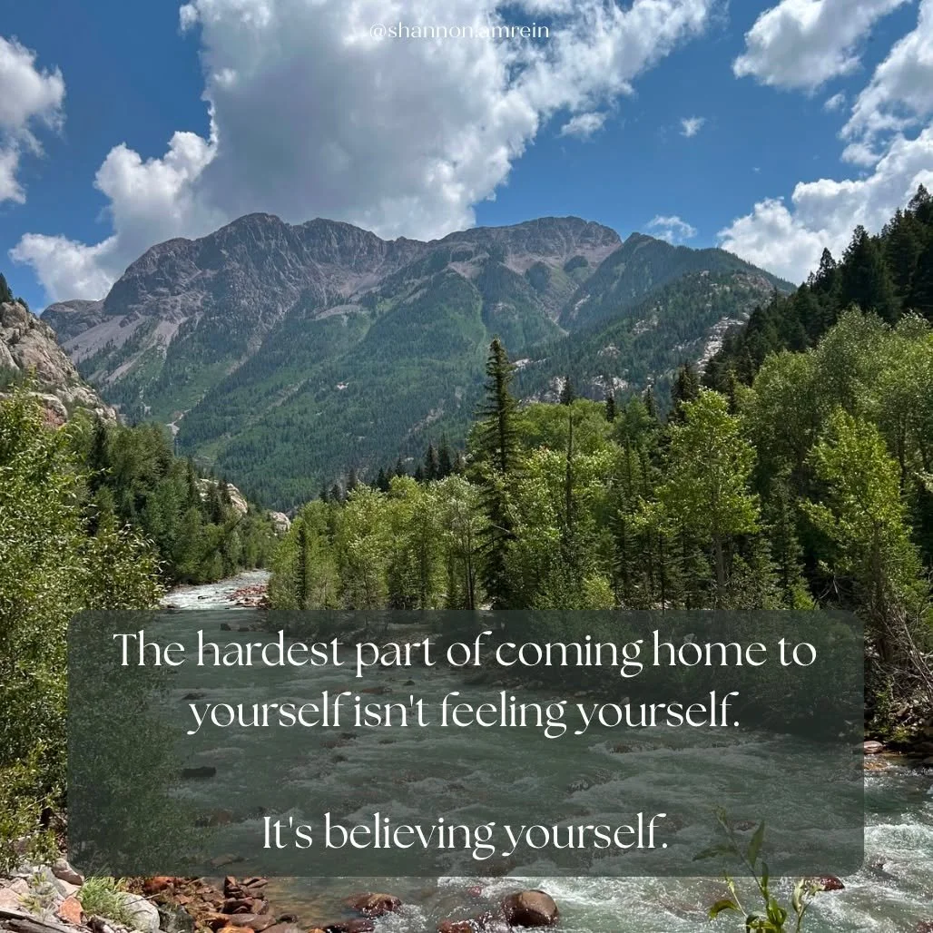 The hardest part of coming home to yourself isn&rsquo;t feeling yourself. It&rsquo;s believing yourself.

You can feel the no and override it.

Feel the exhaustion and keep going.

Feel the resentment and call yourself ungrateful.

Feel that somethin