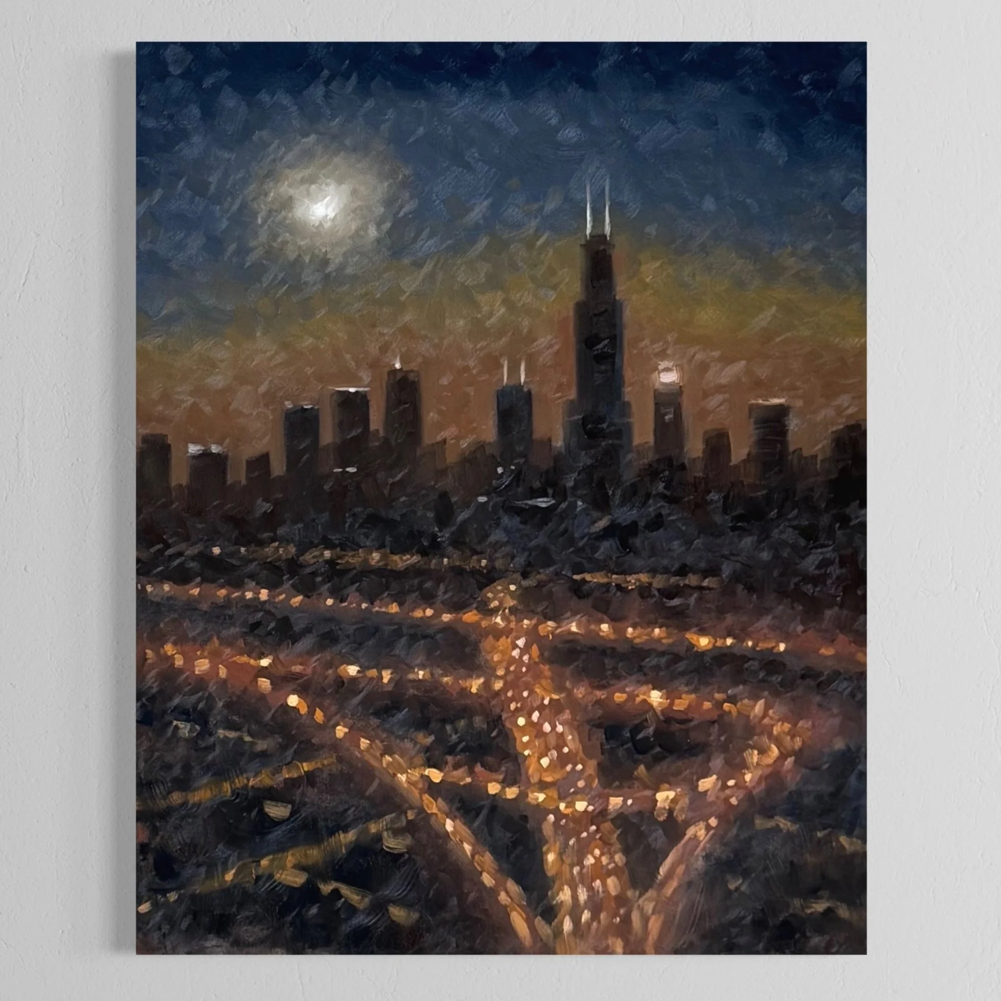 24 x 30 Chicago Midnight on the Kennedy