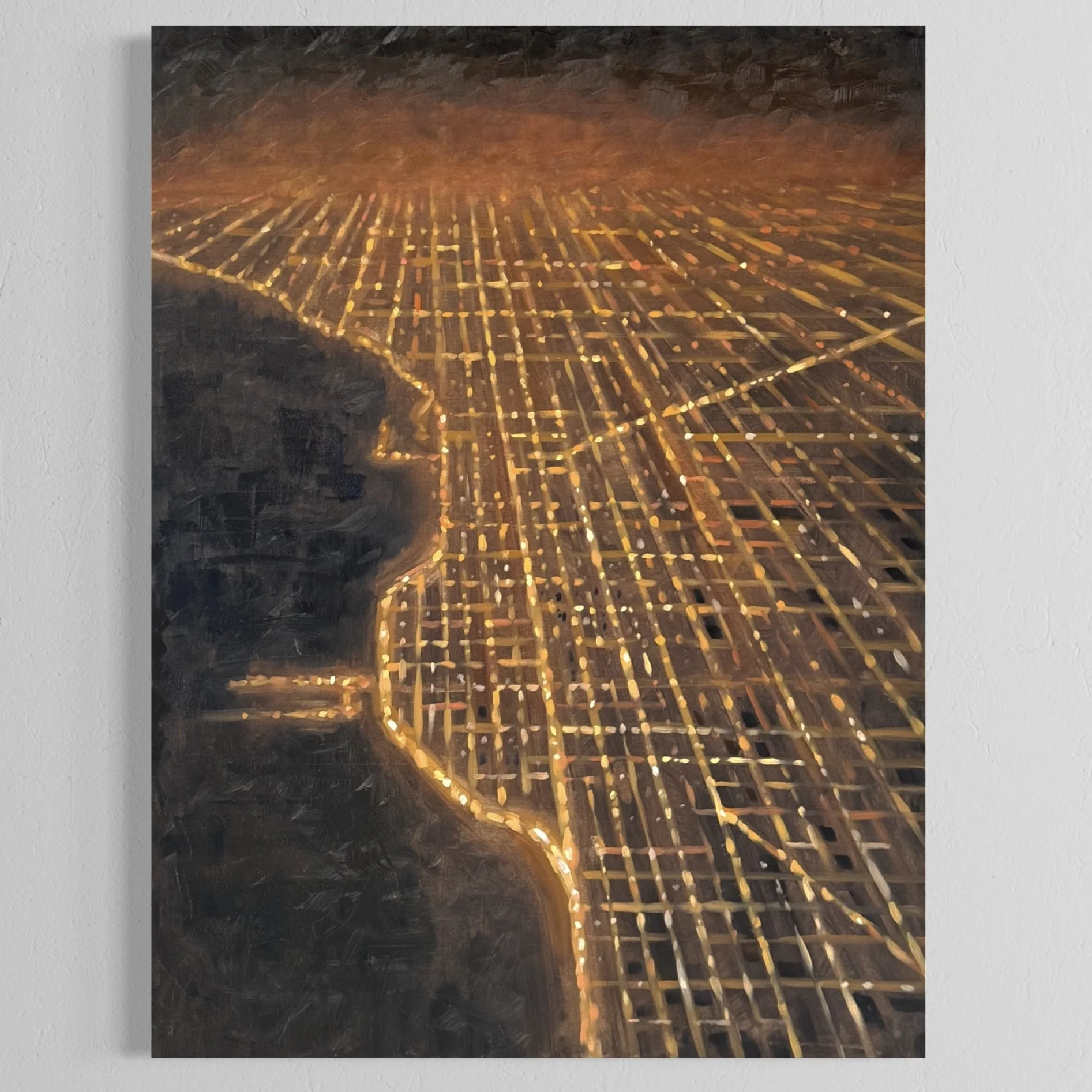 36 x 48 Chicago Flight Over Gotham Grid
