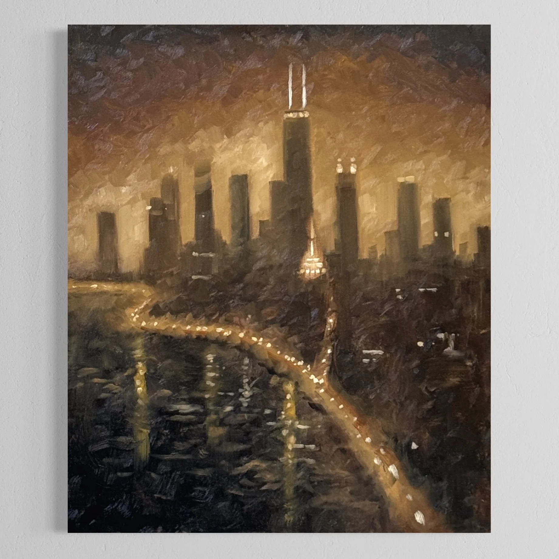 20 x 24 Chicago Chocolate Midnight Lake Shore Glow