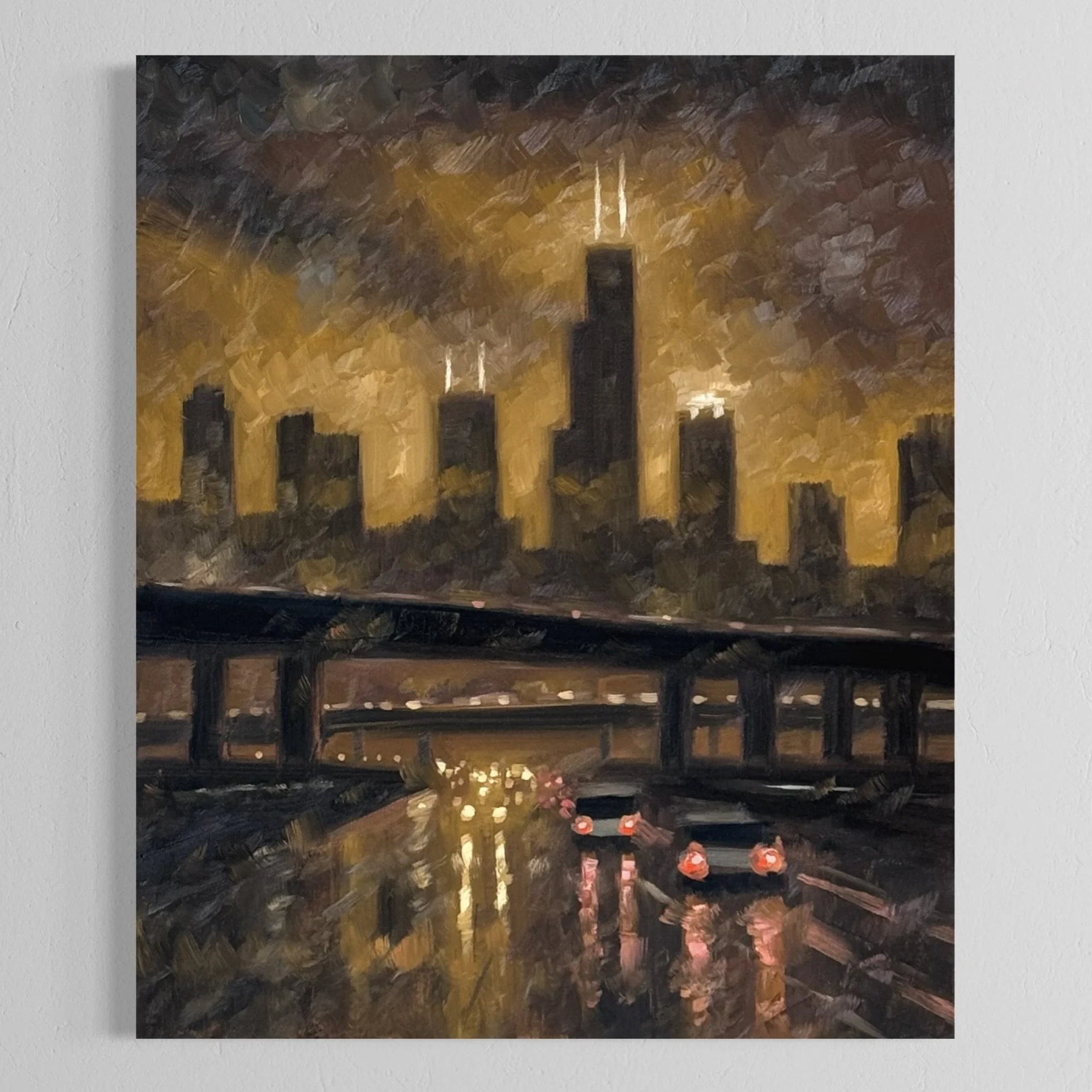 20 x 24 Chicago Amber Sunset Interstate Drive