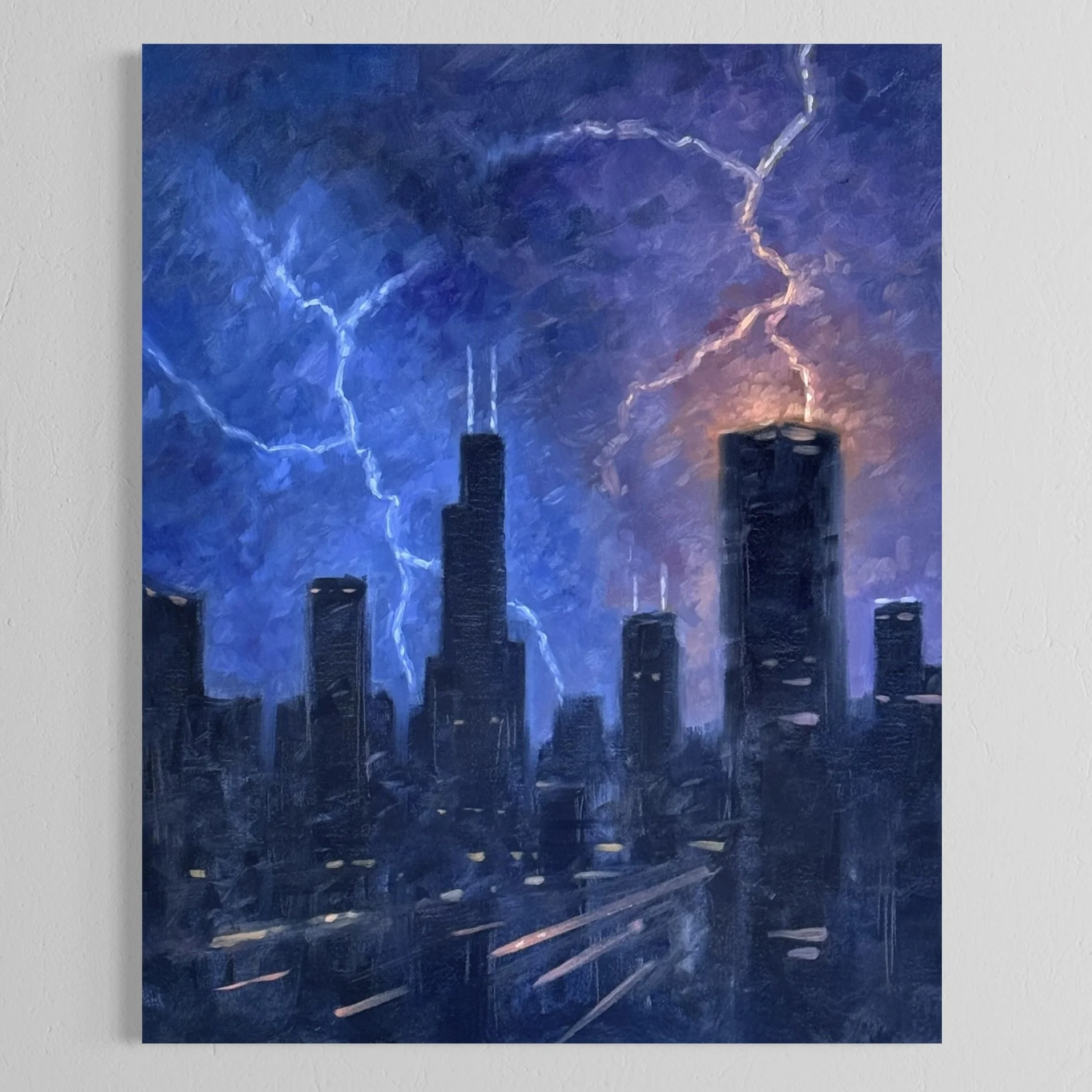 24 x 30 Chicago Gotham Lightning Storm
