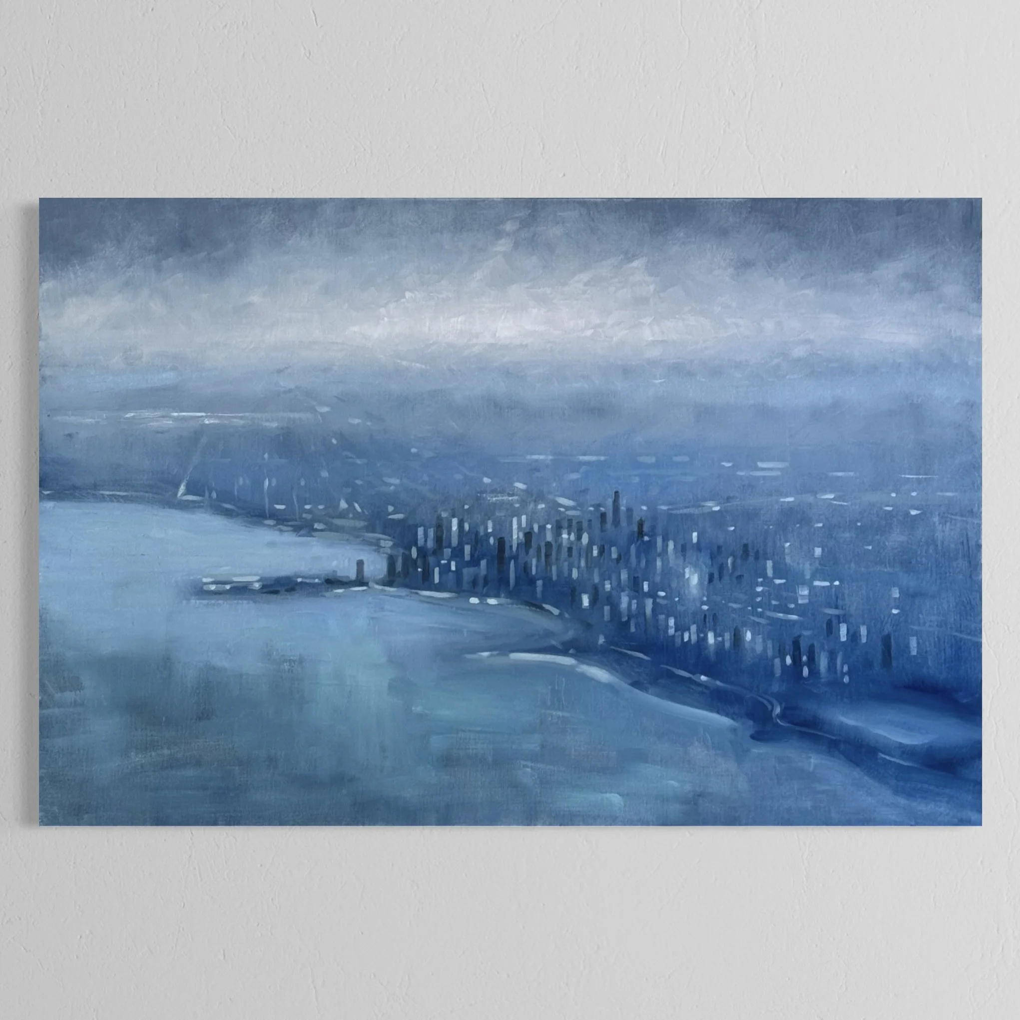 36 x 24 Chicago Blue Fog Aerial Coast