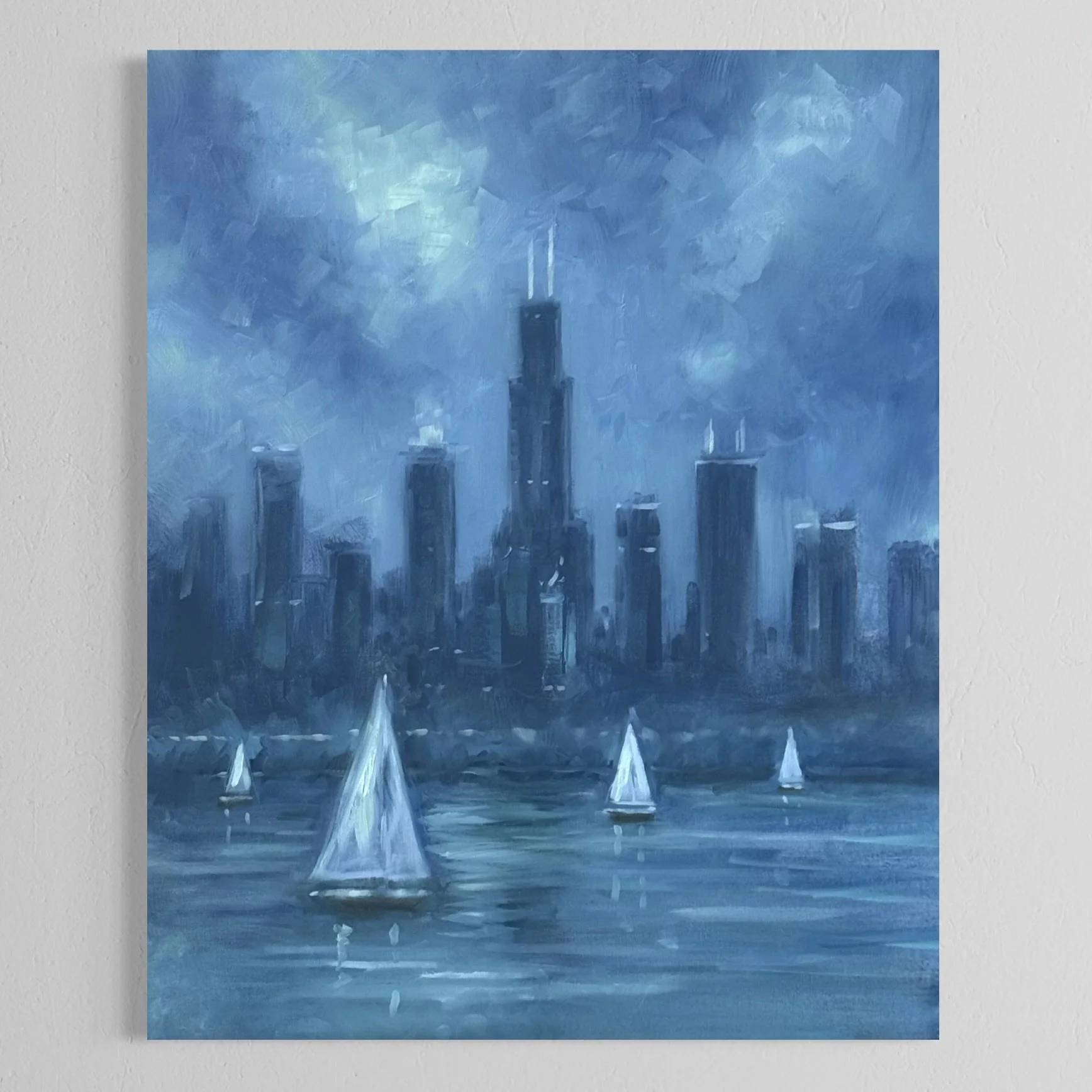 24 x 30 Chicago Midnight Loop Harbor Glow