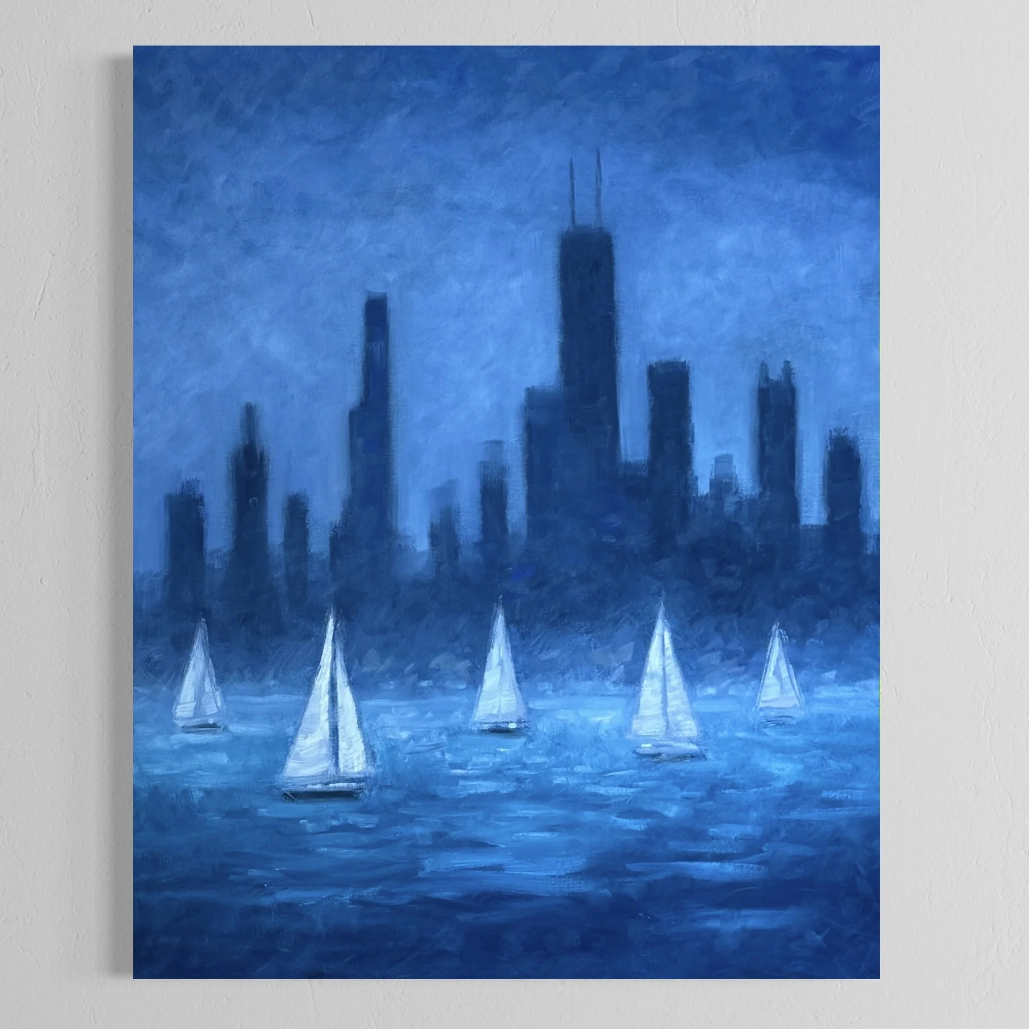 24 x 30 Chicago Sailing Through Blue