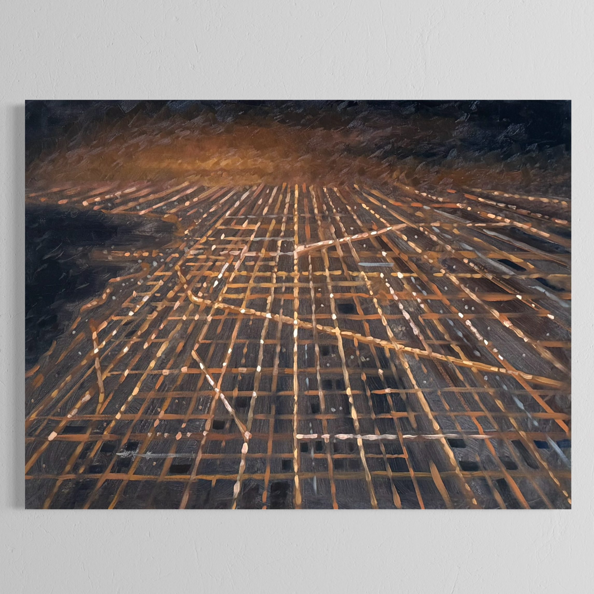 40 x 30 Chicago Urban Umber Grid Glow