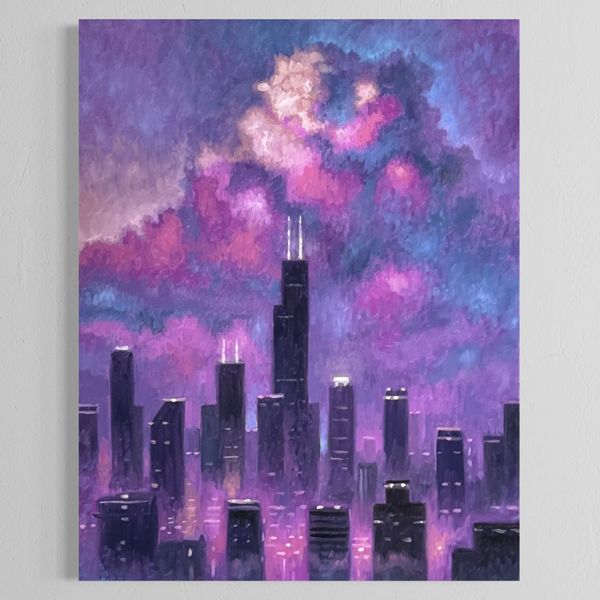 22 x 28 Chicago Ethereal Nocturne Cloudscape
