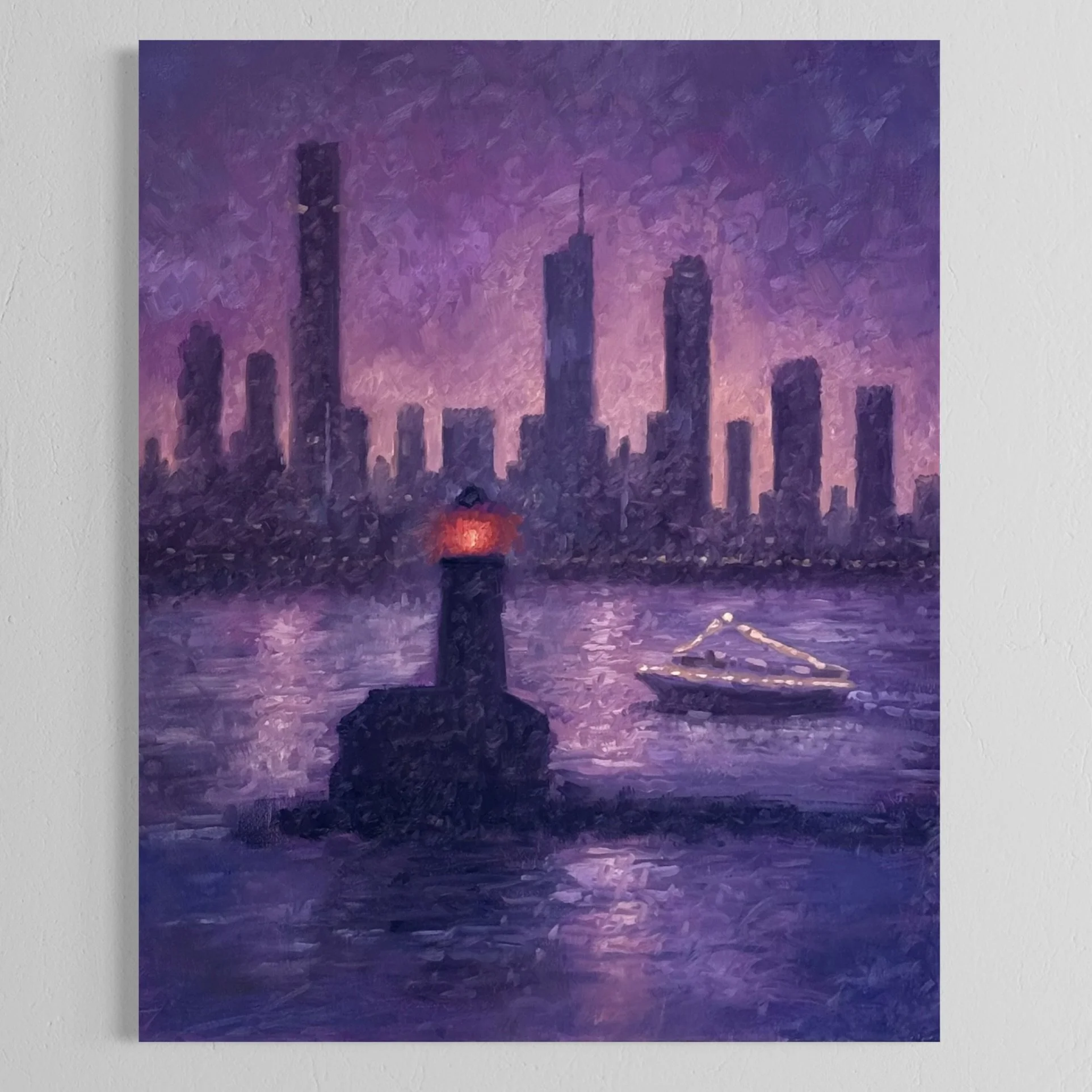 24 x 30 Chicago Harbor Lighthouse Glow