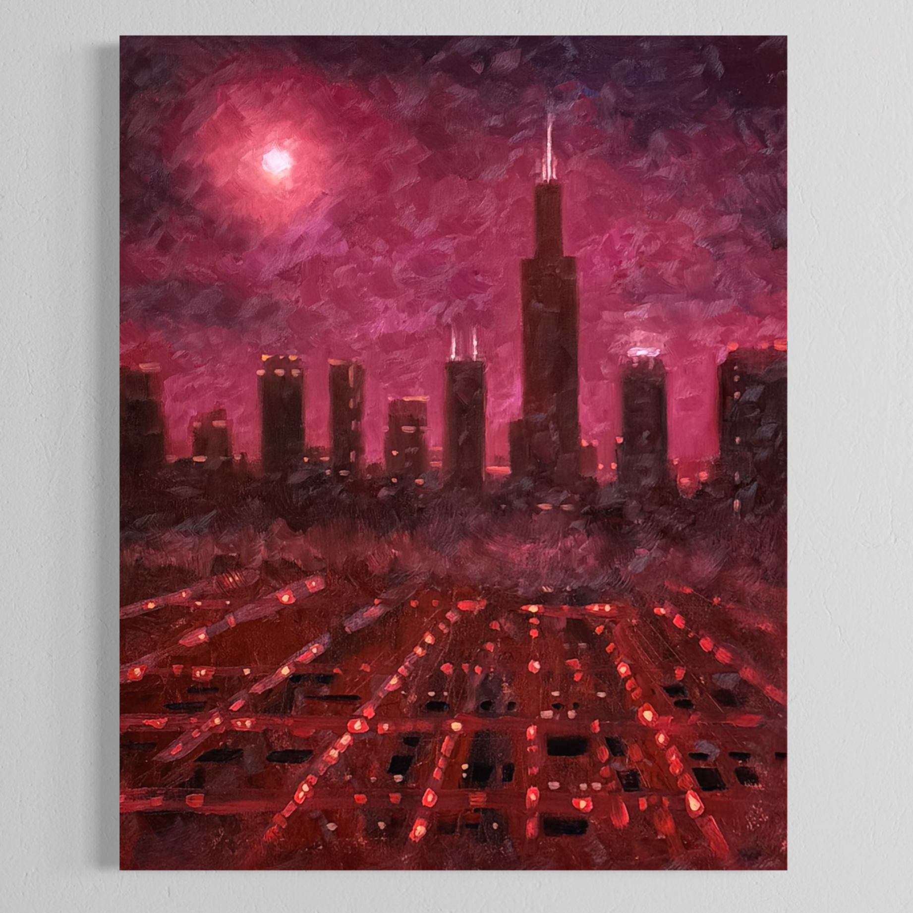 24 x 30 Chicago West Loop Oxblood Midnight