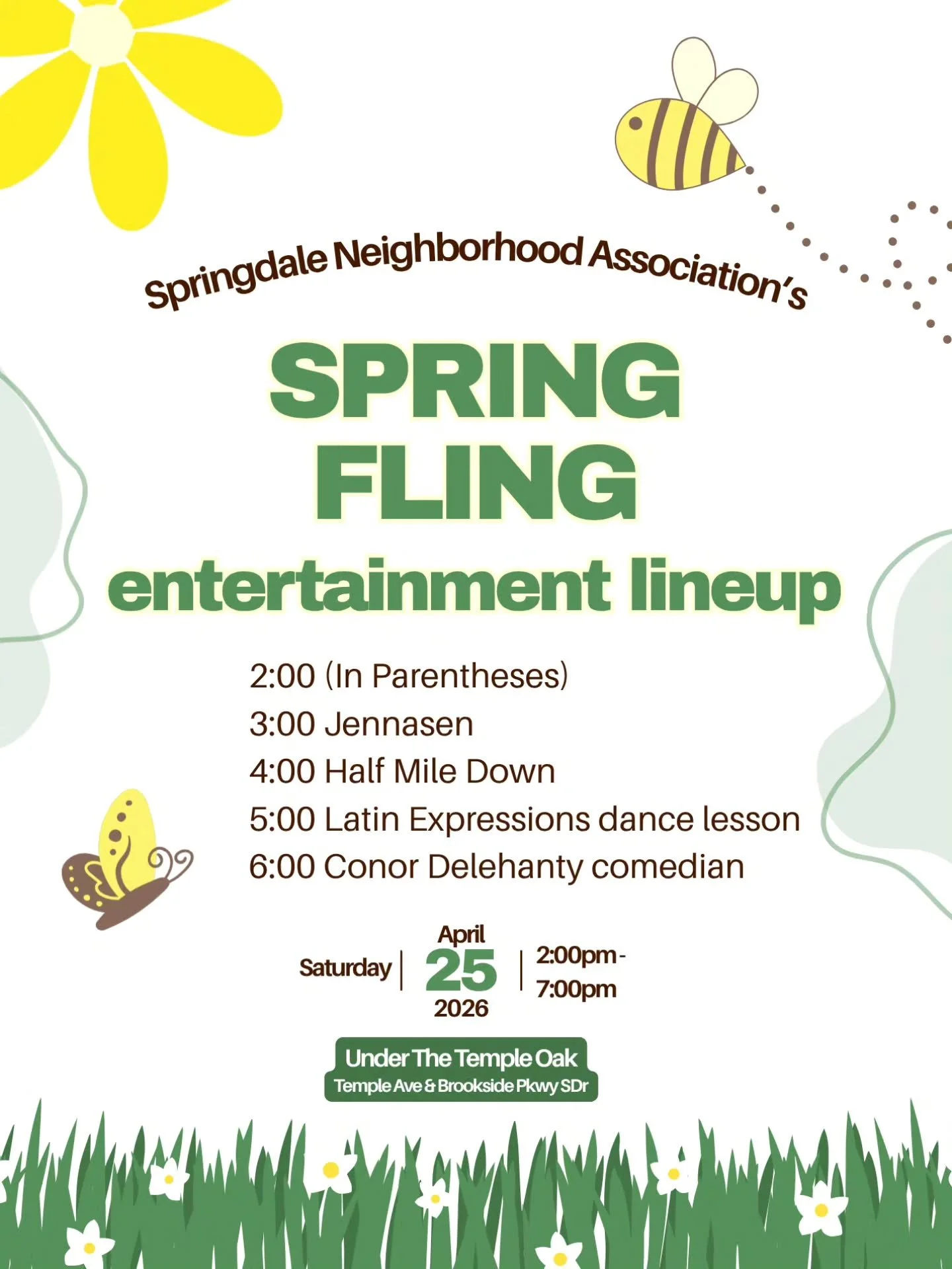 Announcing our entertainment lineup for this year's Spring Fling!!
Going to be a super fun afternoon under The Temple Oak!