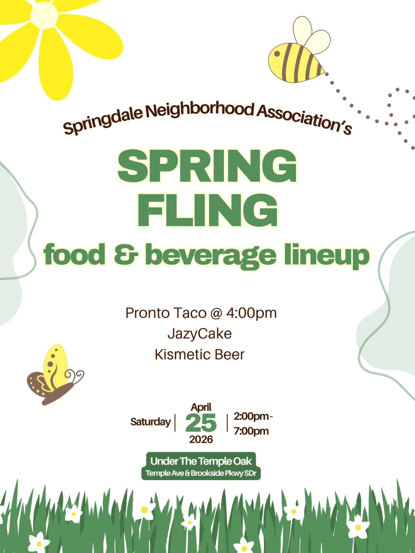 Slight change of plans on the food front!
Pronto Taco will be serving tacos for purchase starting at 4!

It's going to be a BEAUTIFUL day, see everyone soon!