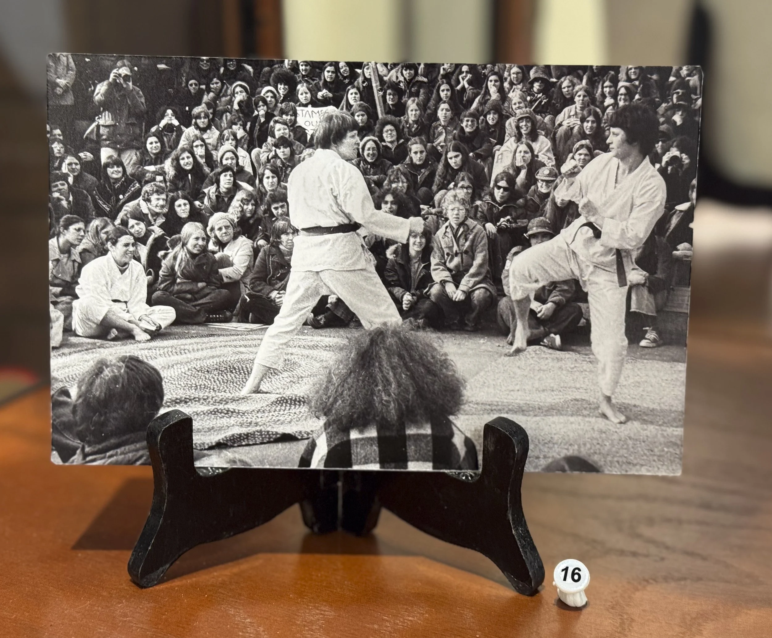 16. Photograph from 1973 International Women's Day Taekwondo demonstration (Carol is on the right).  For more information on this event, see #32 below.