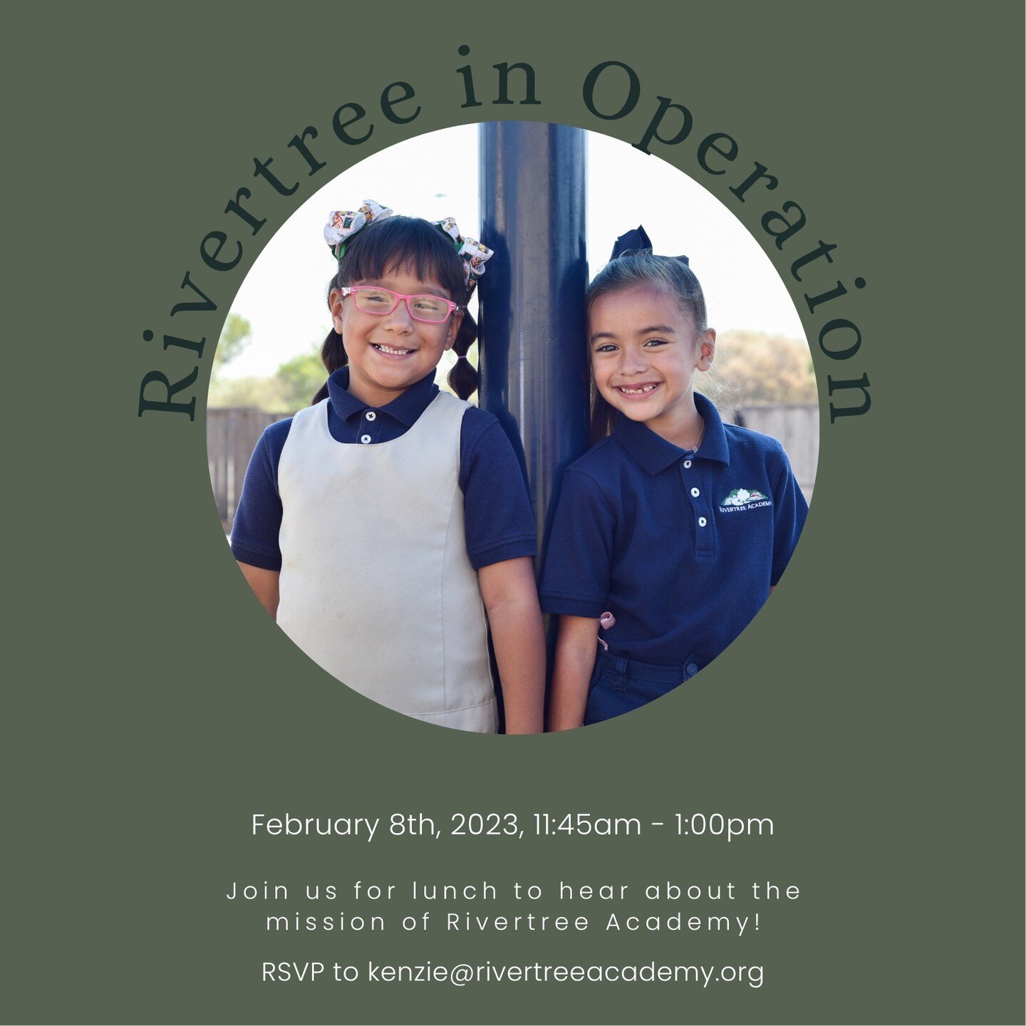 Please join us for Rivertree Academy's RIO (Rivertree-In-Operation) this Wednesday!! 

This event is open to all who are interested - whether you've been involved since the beginning, or you are new to the Rivertree family. It will be a great opportu