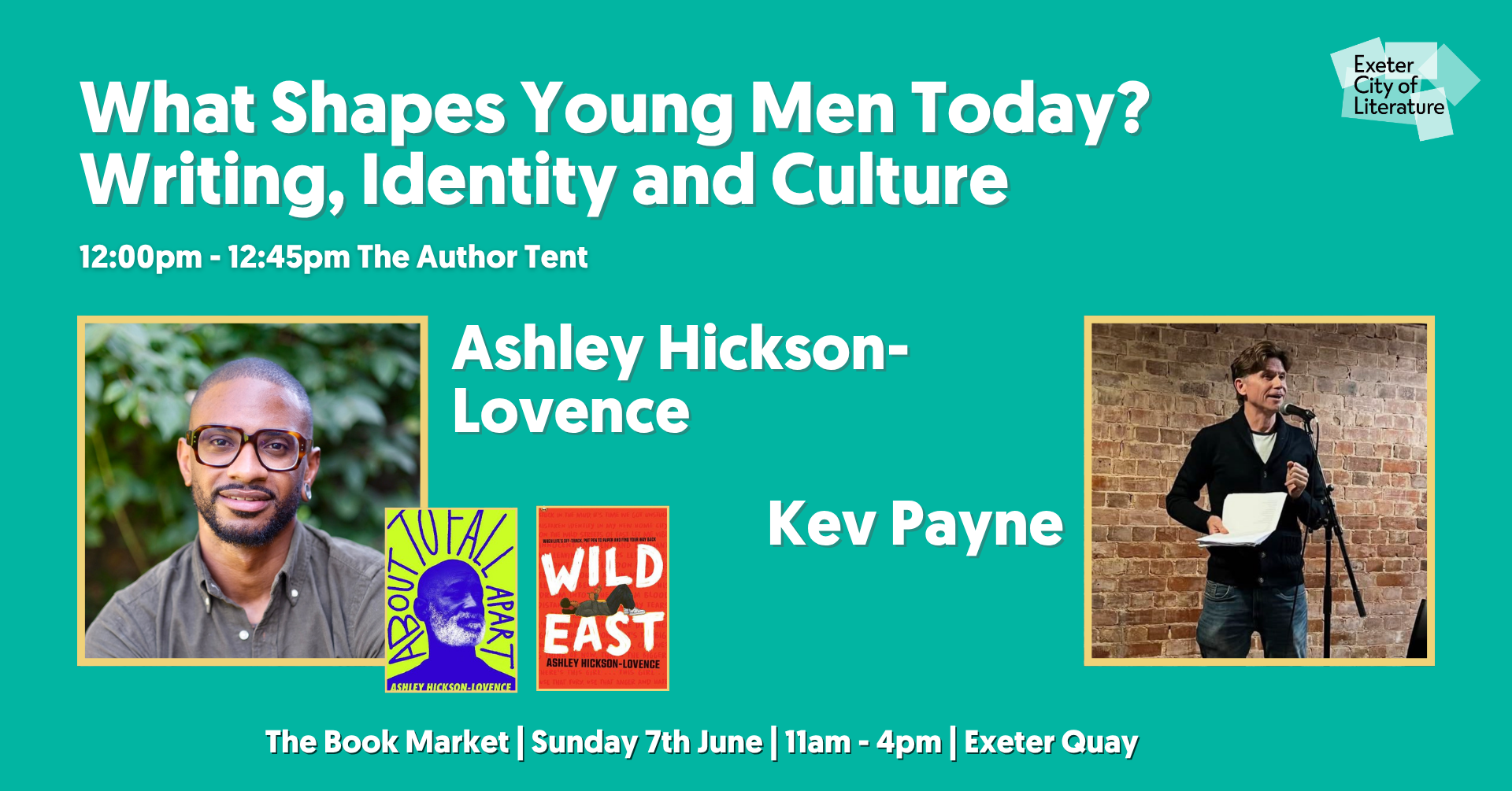 Writer and educator Ashley Hickson-Lovence joins Exeter’s own Kev Payne for a conversation about football, poetry, teaching, and the pressures facing young men today.

Together they will explore how sport, literature, and education intersect, and how