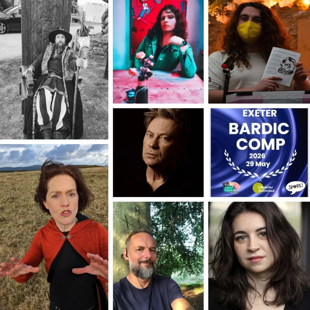 7 headshots of the hopefuls for the 2026 Exeter Bardic Competition.