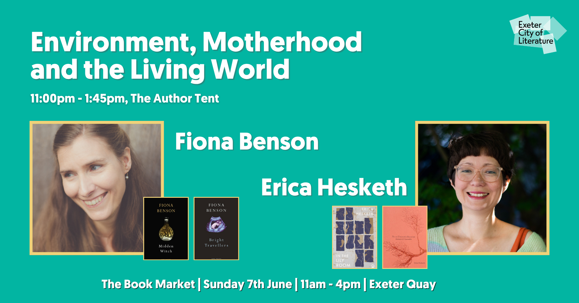 Poets Fiona Benson and Erica Hesketh explore motherhood, ecology, and writing in a time of environmental change.

Together they will discuss Almanack, their collaborative project published with Guillemot Press, and reflect on how poetry can respond t