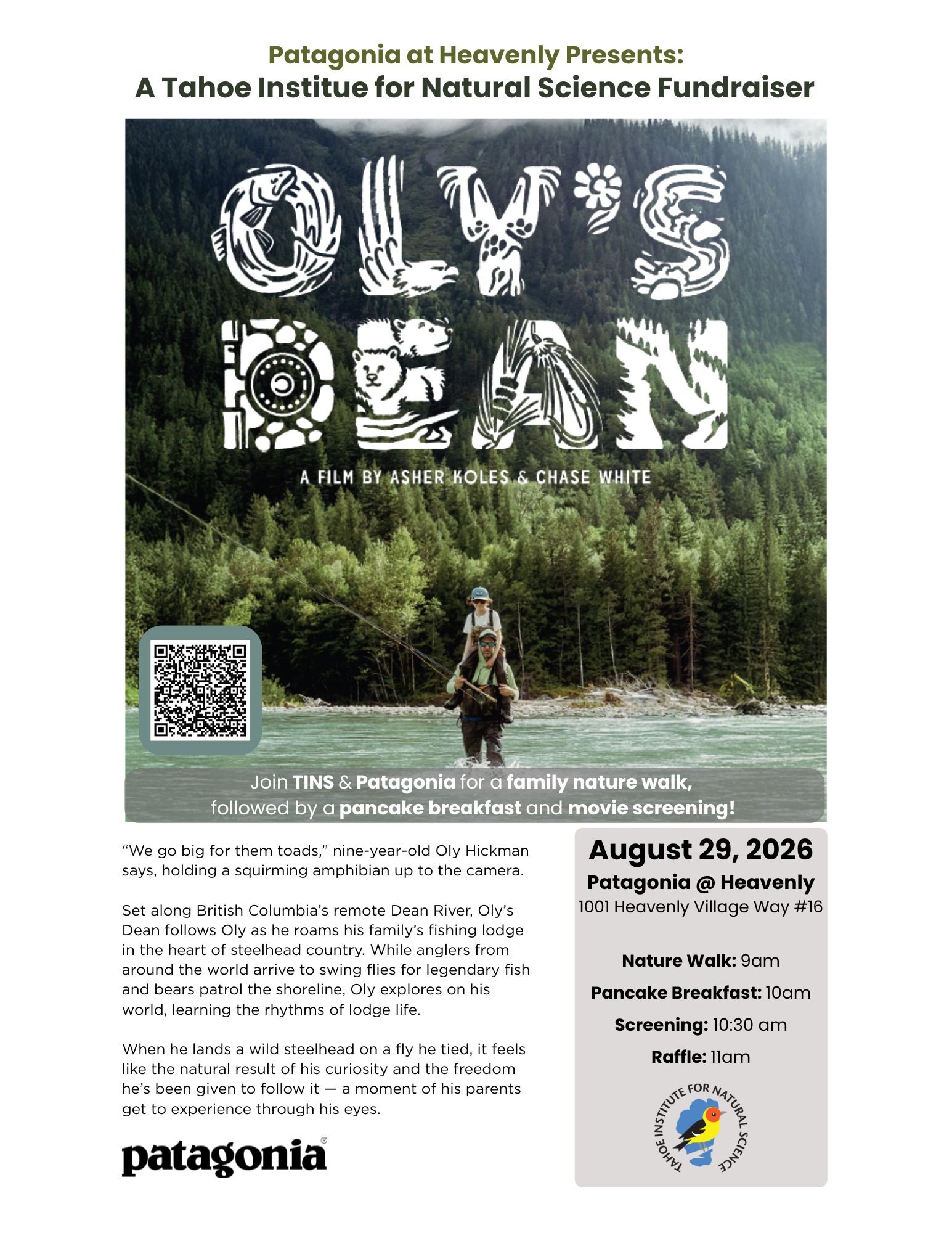 TINS Fundraiser at Patagonia + Movie Screening