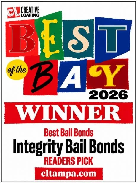 Creative Loafing Best of the Bay 2026 winner award graphic naming Integrity Bail Bonds as Readers' Pick for Best Bail Bonds, cltampa.com