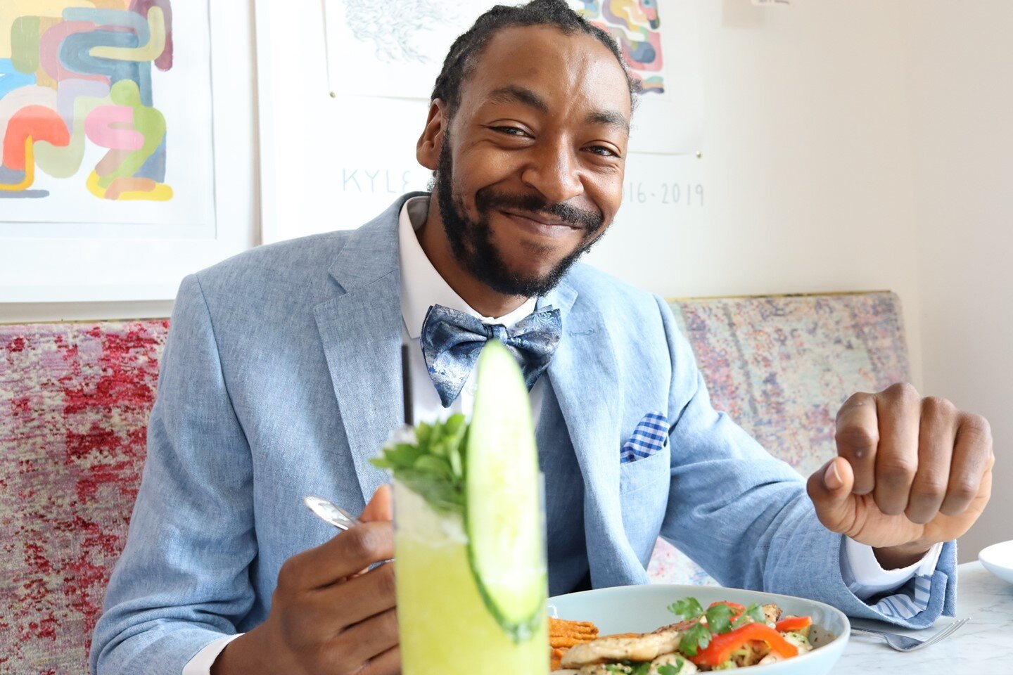 Meet our sweet manager Ed, looking super dapper while enjoying lunch with a side of our gloriously refreshing Same Same But Different cocktail 😍