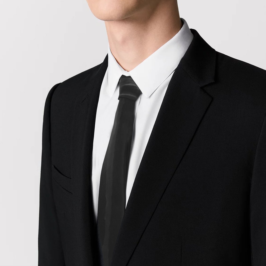 Fanyu Lin, WOOD Silk Tie in Charcoal, Model.jpg