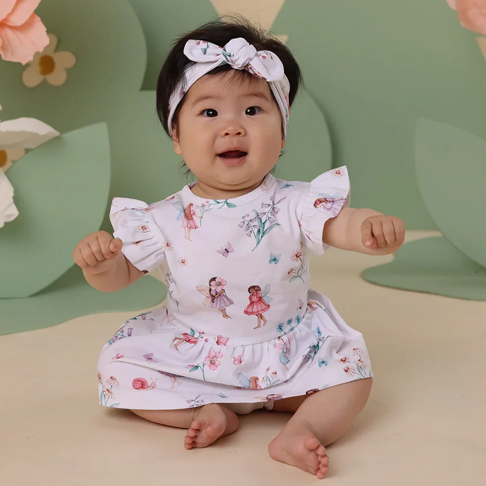 Snuggle Hunny Short Sleeve Dress - Fairy Garden