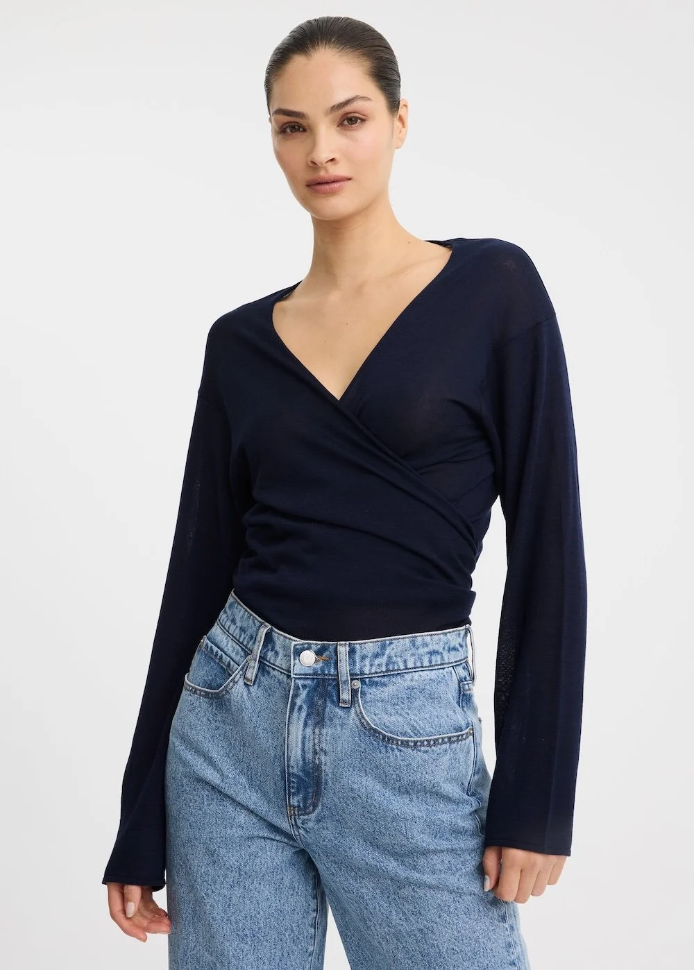 Morrison Micah Knit Wrap Top - Navy