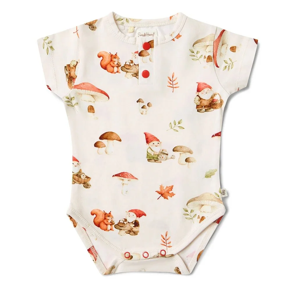 Short Sleeve Organic Bodysuit - Gnomes
