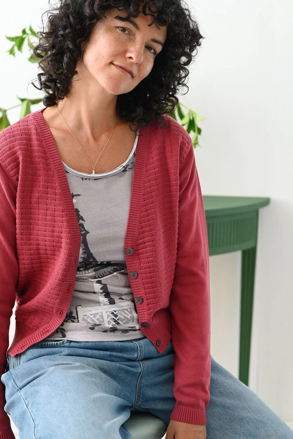 Lazybones Marin Cardigan - Earth Red