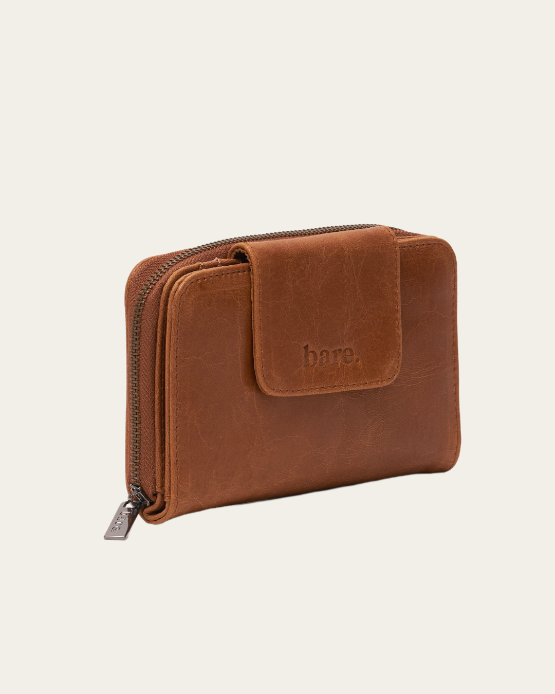 Bare Leather Jorja wallet camel side view.png