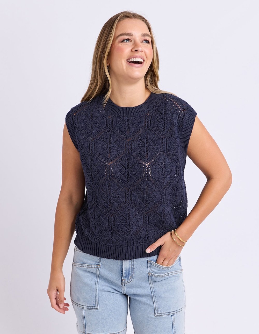 Foxwood Luna Knit Vest - Dark Sapphire