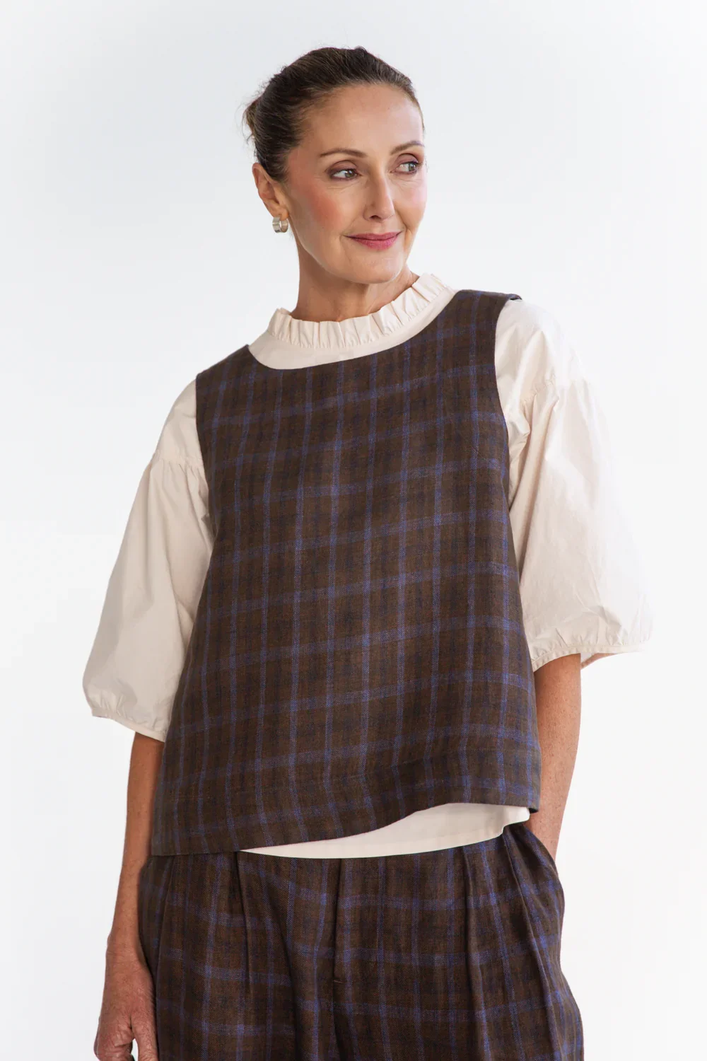 Eva's Sunday Ellis Shell Top - Cocoa Plaid