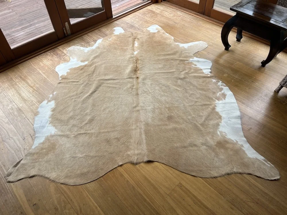 Cowhide 17 - Honey Beige and White