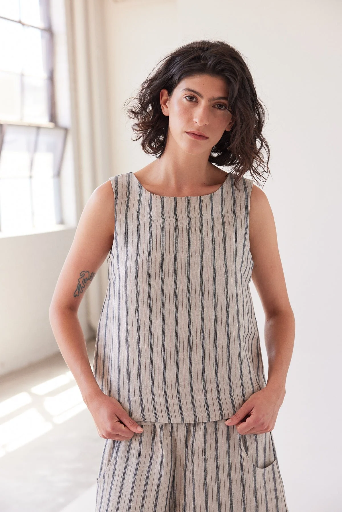 Eva's Sunday Ellis Shell Top - Navy Stripe