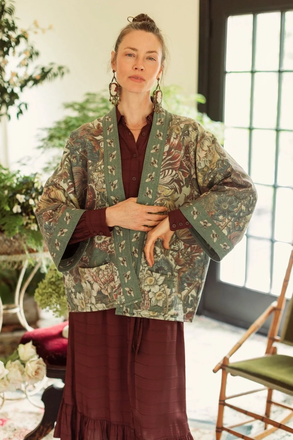 Love Grows Wild Fleece Cottage Cardigan Kimono Jacket