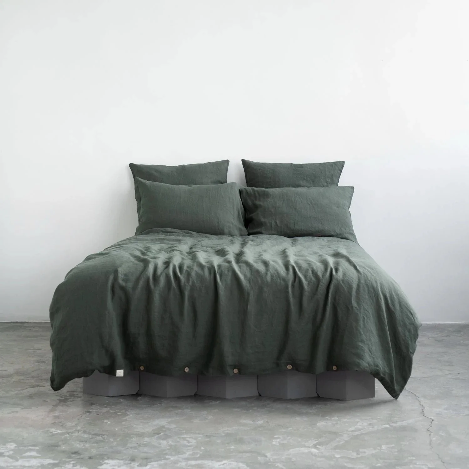 Linen Tales Queen Linen Duvet Cover Set - Forest Green