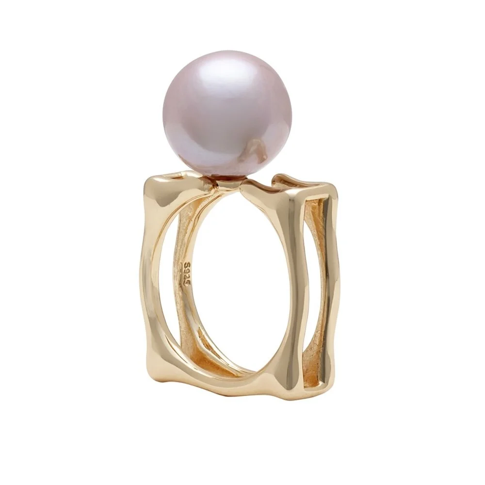 YiSu Design Square Pink Pearl Ring