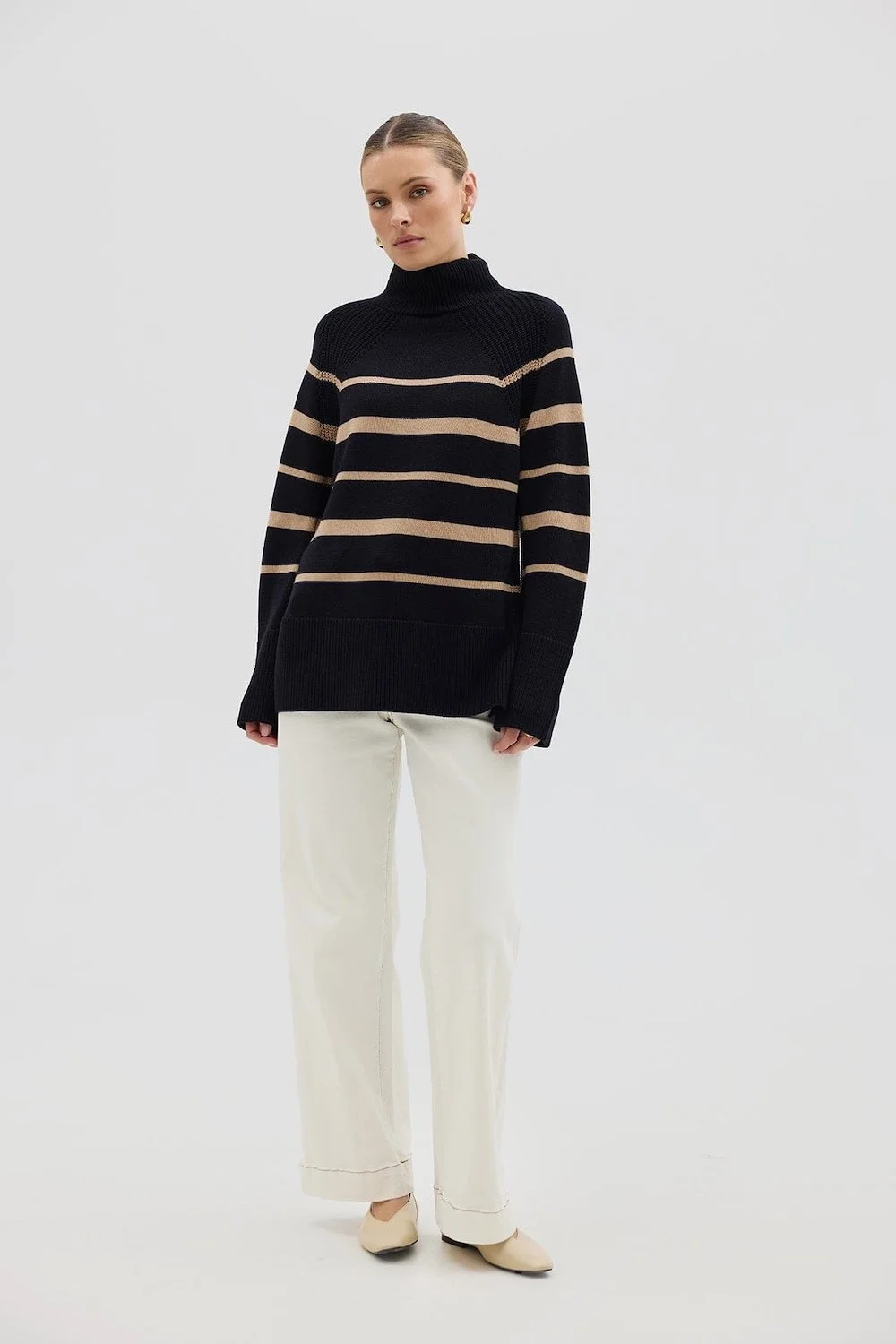 Iris and Wool High Neck Stripe Sweater