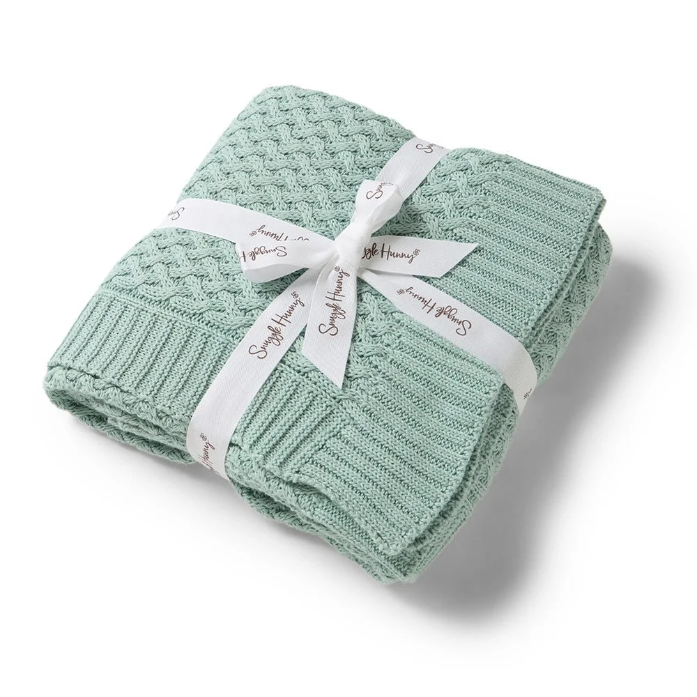 Sage Knitted Baby Cot Blanket
