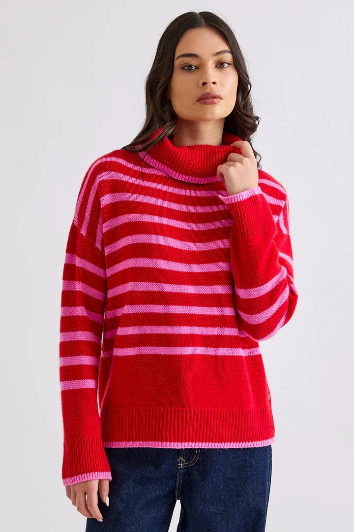 Mia Fratino - Hunter Stripe Rollneck