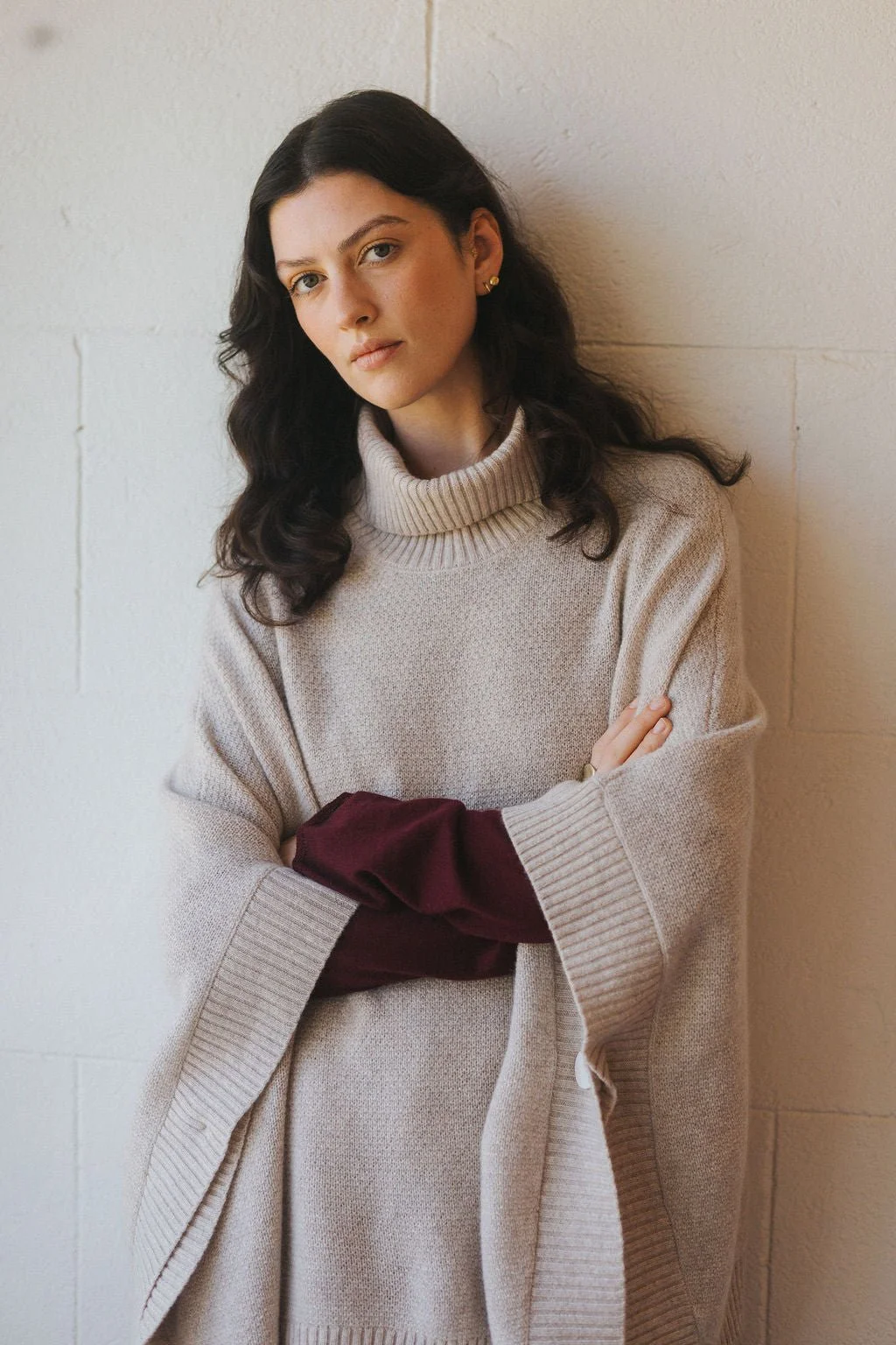 Agnes Lambswool Roll Neck Poncho