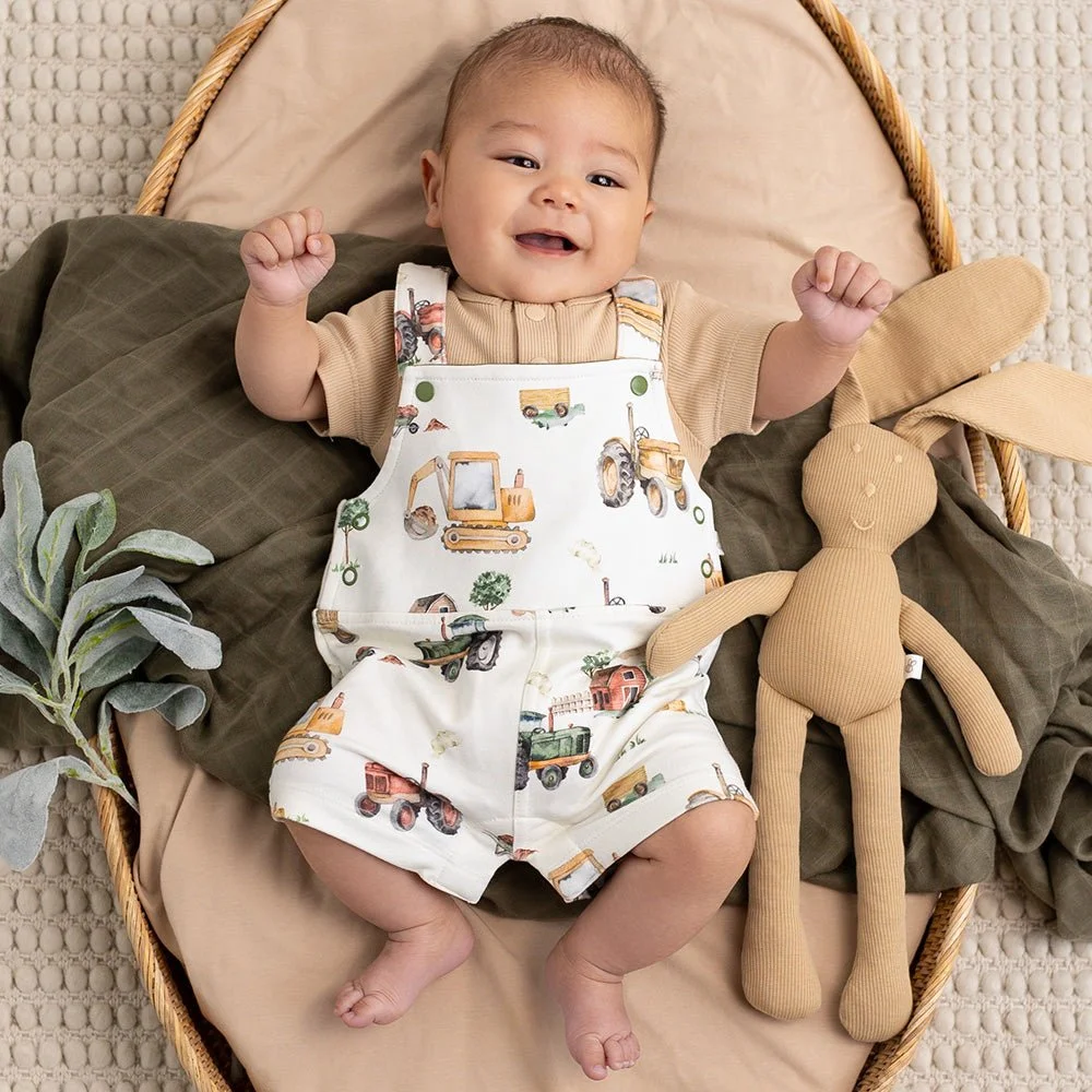 Snuggle Hunny Overall Shorts - Diggers and Tractors
