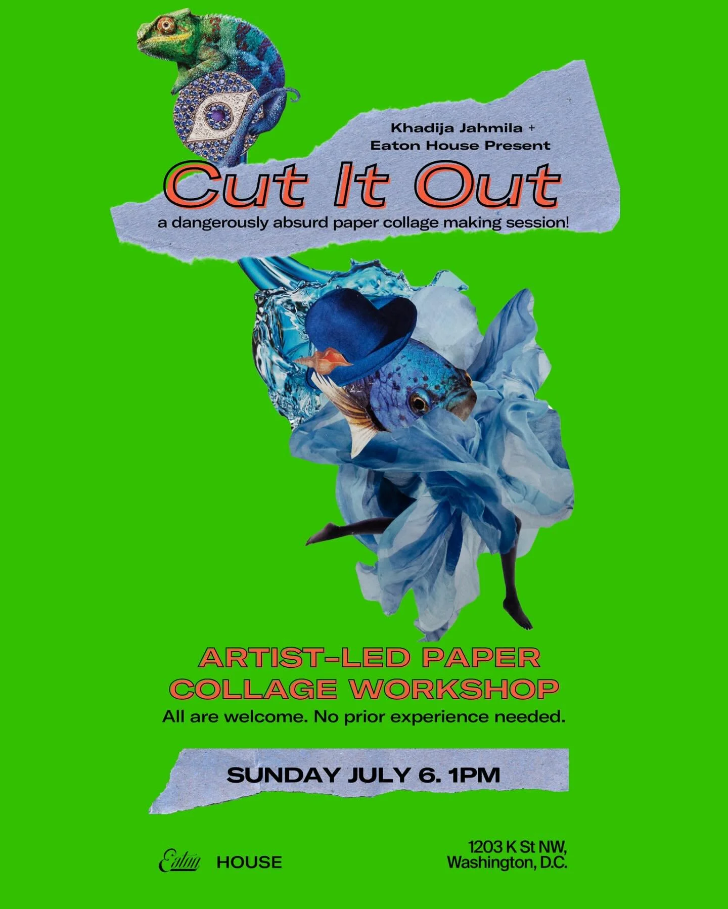 🚨Sunday, July 6! 🚨
‘Cut It Out,’ a dangerously absurd 
paper collage making session!
・・・
Sunday funday @eatonhotel.dc and @eatonworkshop! 🎉 It’s incredible what we can do with paper and scissors.
In this workshop, you are invite